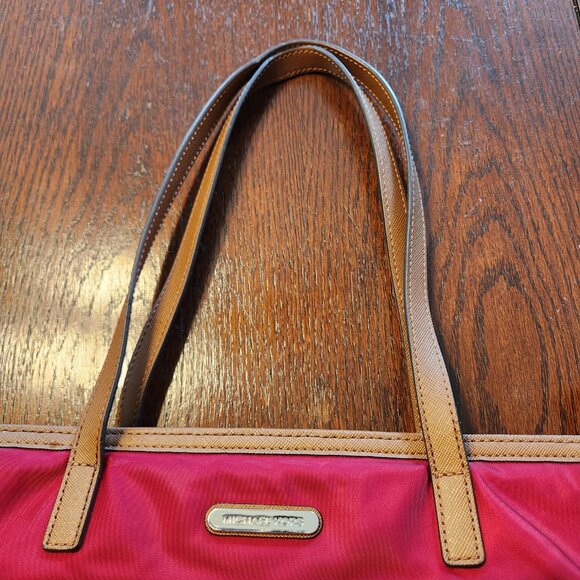 Michael Kors Kempton Red Nylon with Leather Accents Tote Bag - Picture 6 of 16